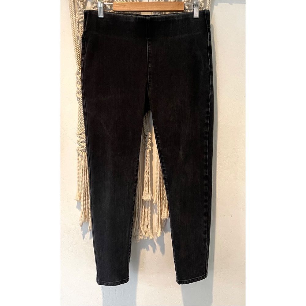 Soft Surroundings Jeans SZ M Cropped Pull-On Denim Ankle Black Stretch Denim